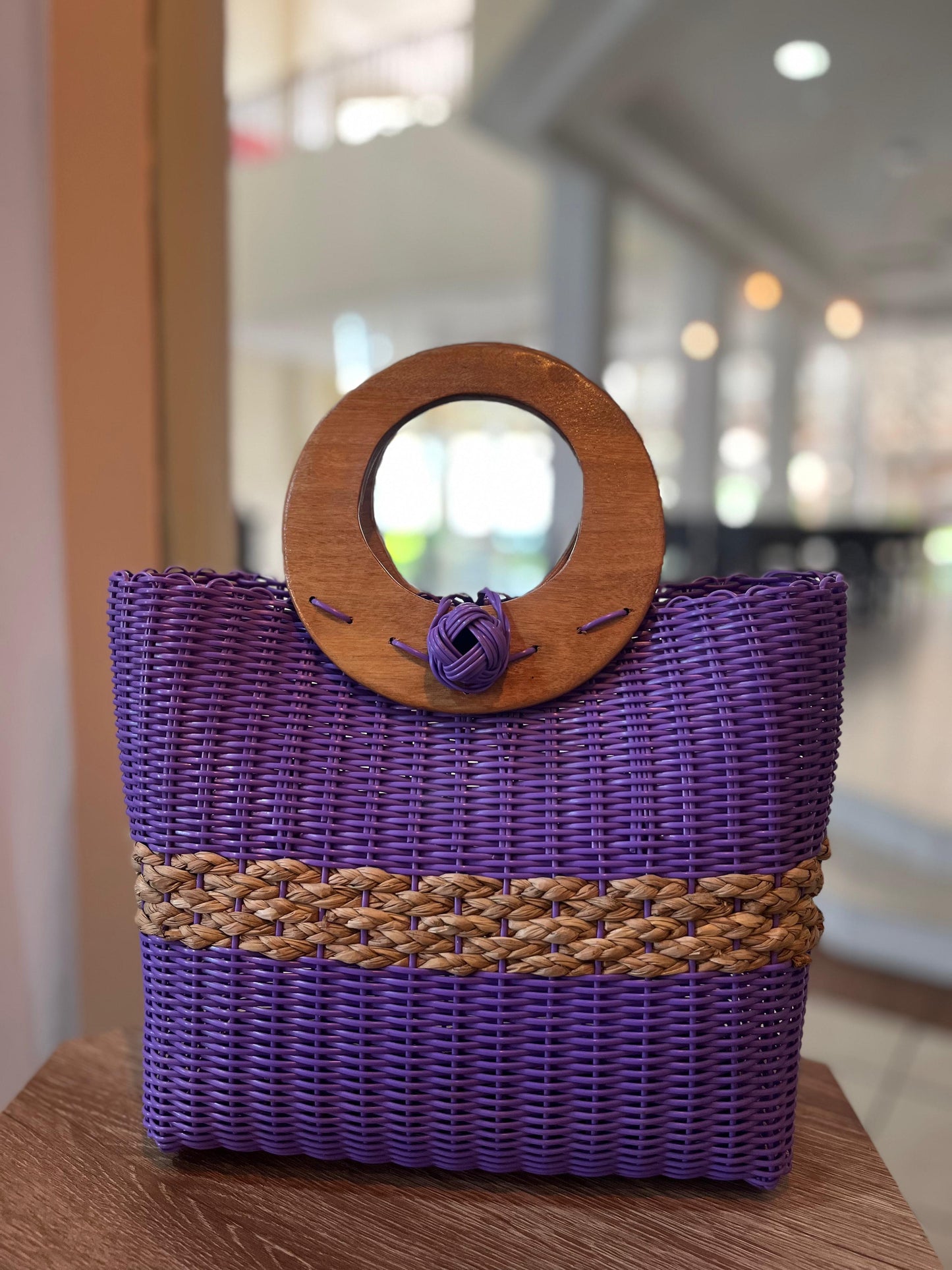 Cartera Artesanal Mediana Aro de Madera