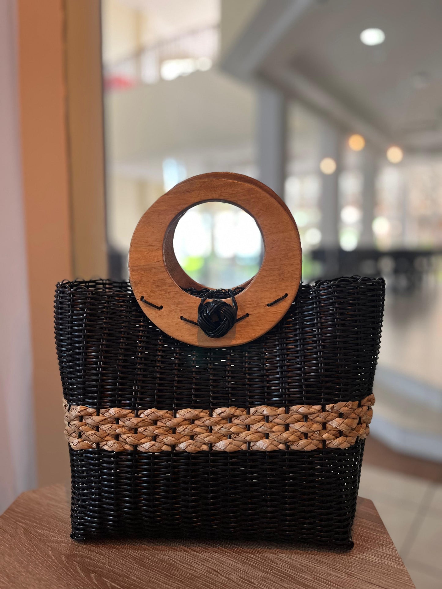 Cartera Artesanal Mediana Aro de Madera