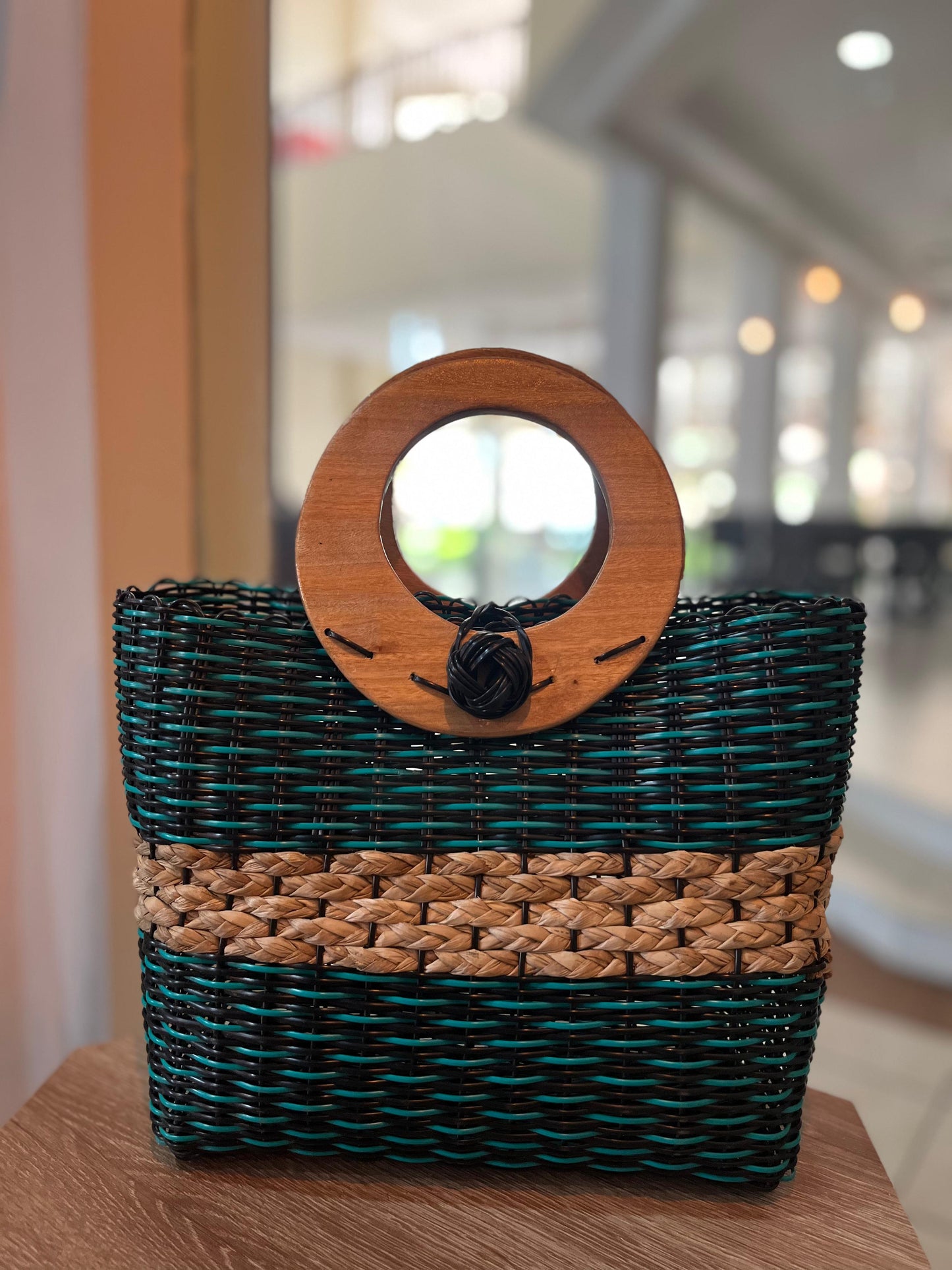Cartera Artesanal Mediana Aro de Madera