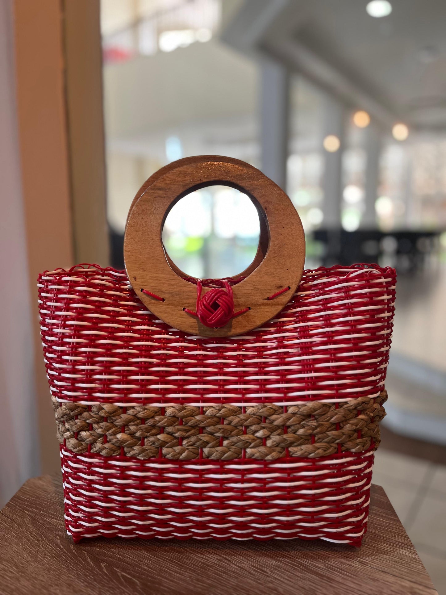Cartera Artesanal Mediana Aro de Madera