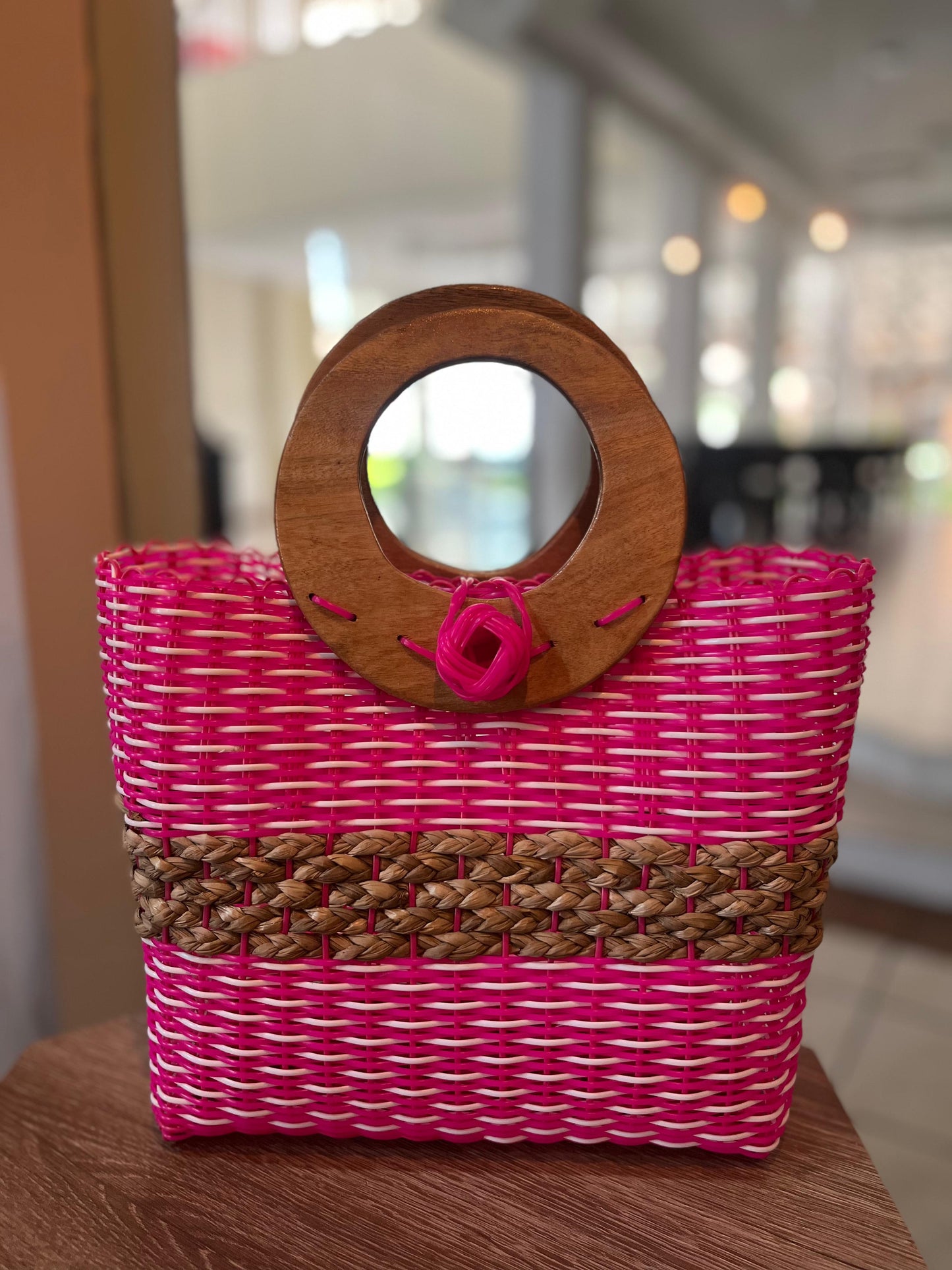 Cartera Artesanal Mediana Aro de Madera