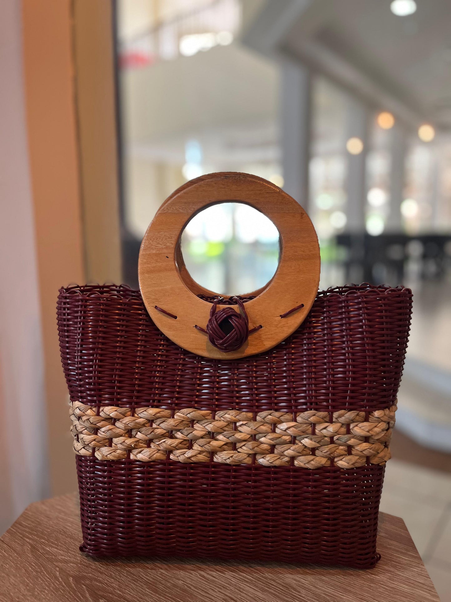 Cartera Artesanal Mediana Aro de Madera