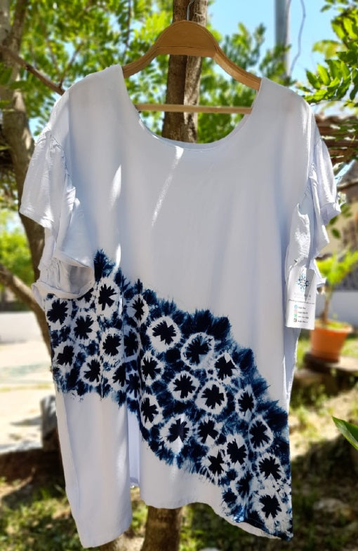 Blusa blanca Magic Blue añil